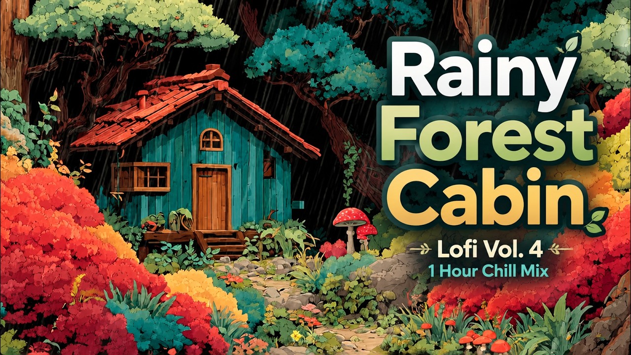 Rainy Forest Cabin Lofi Vol. 4 🌧️ Cozy Late Night Study Anime Beats | 1 Hour Chill Mix