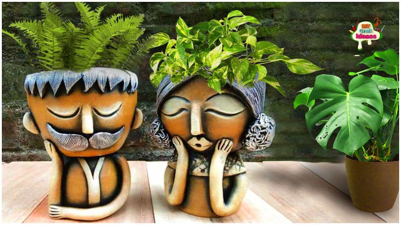 Best out of waste bottle | Cute doll with pots | Planter with plastic bottle | Arush diy craft ideas