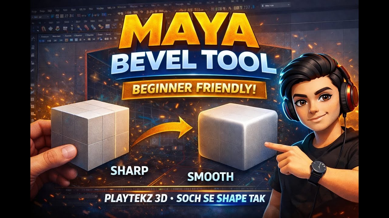 How To Use Bevel Tool Maya Softwere Tutorial | Hard Edges ko Smooth Kaise Banaye | Hindi Bevel