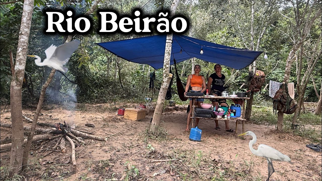 ⛺️ACAMPAMENTO e PESCARIA com o RIO muito cheio e &aacute;gua barrenta muita chuva ￼ com direito a um caldo 