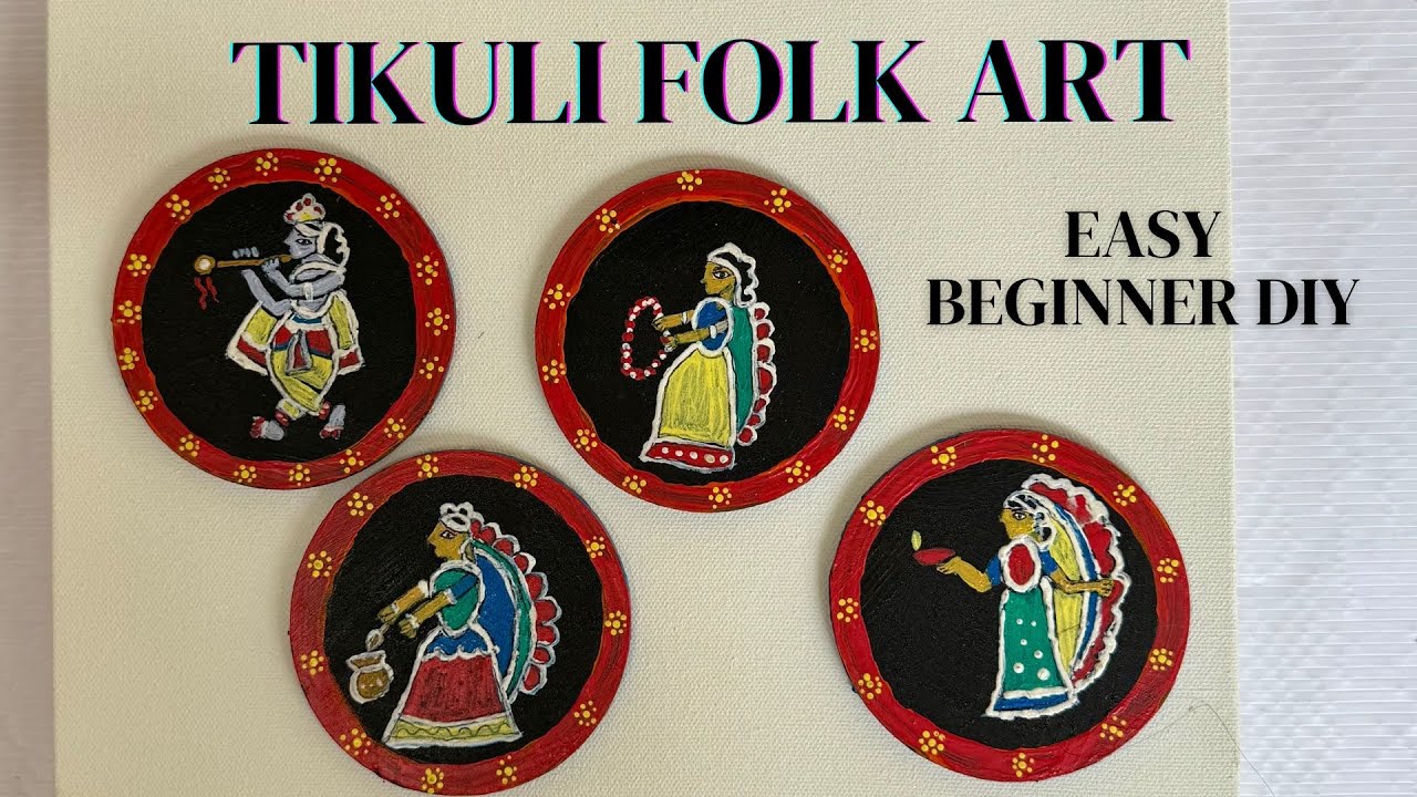 How to paint Tikuli Art | Easy Painting for beginners | DIY Coasters | Folk Art