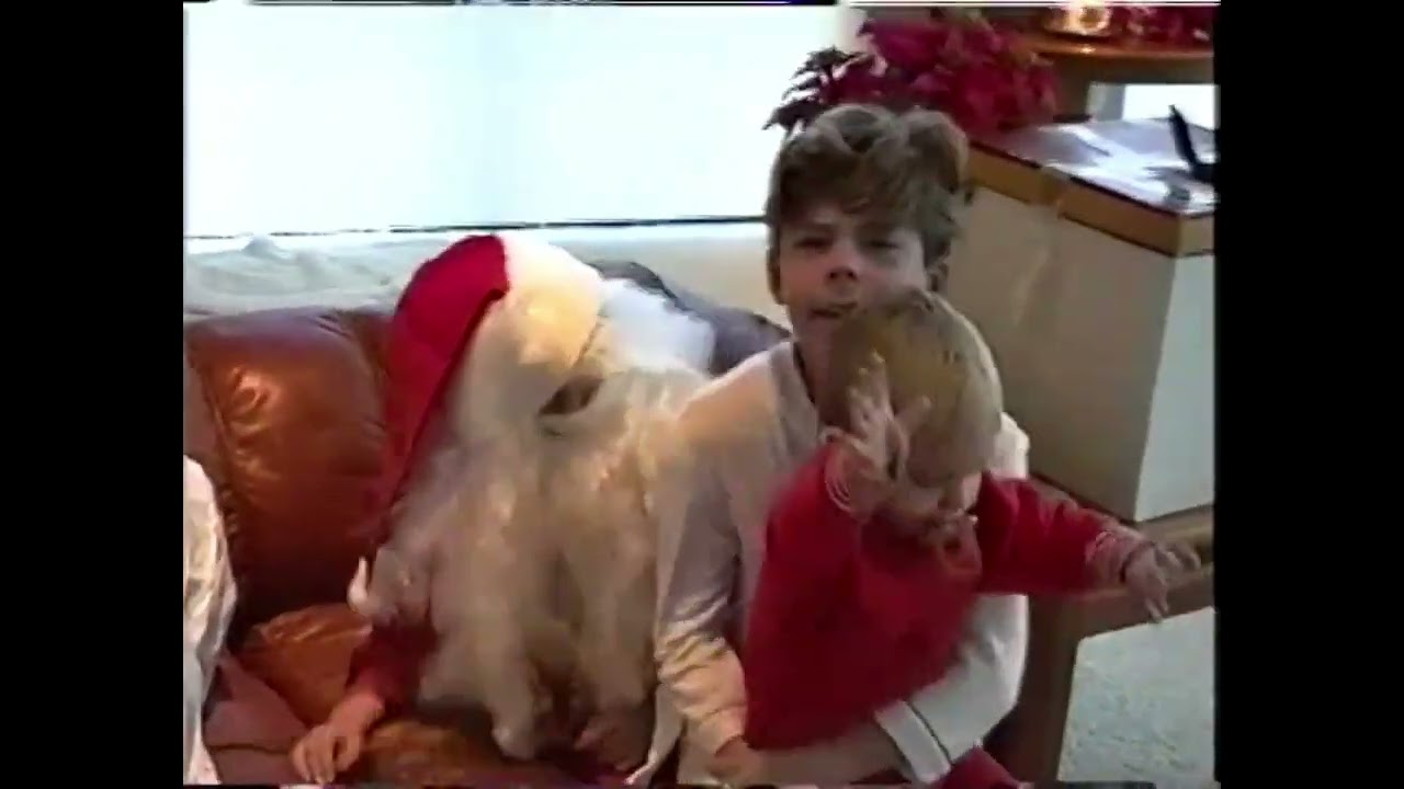 Nick plays Santa and lights tree - Dec '92