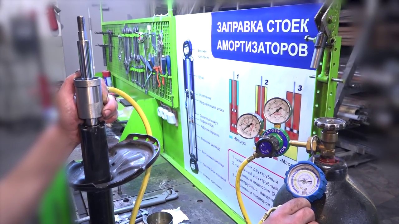 Обучение, как установить инструмент и заправить амортизатор