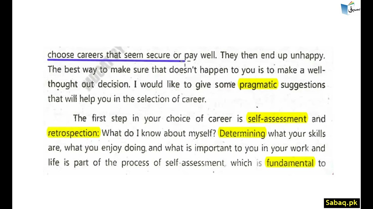 Choice of Career Part 1, English Lecture | Sabaq.pk |