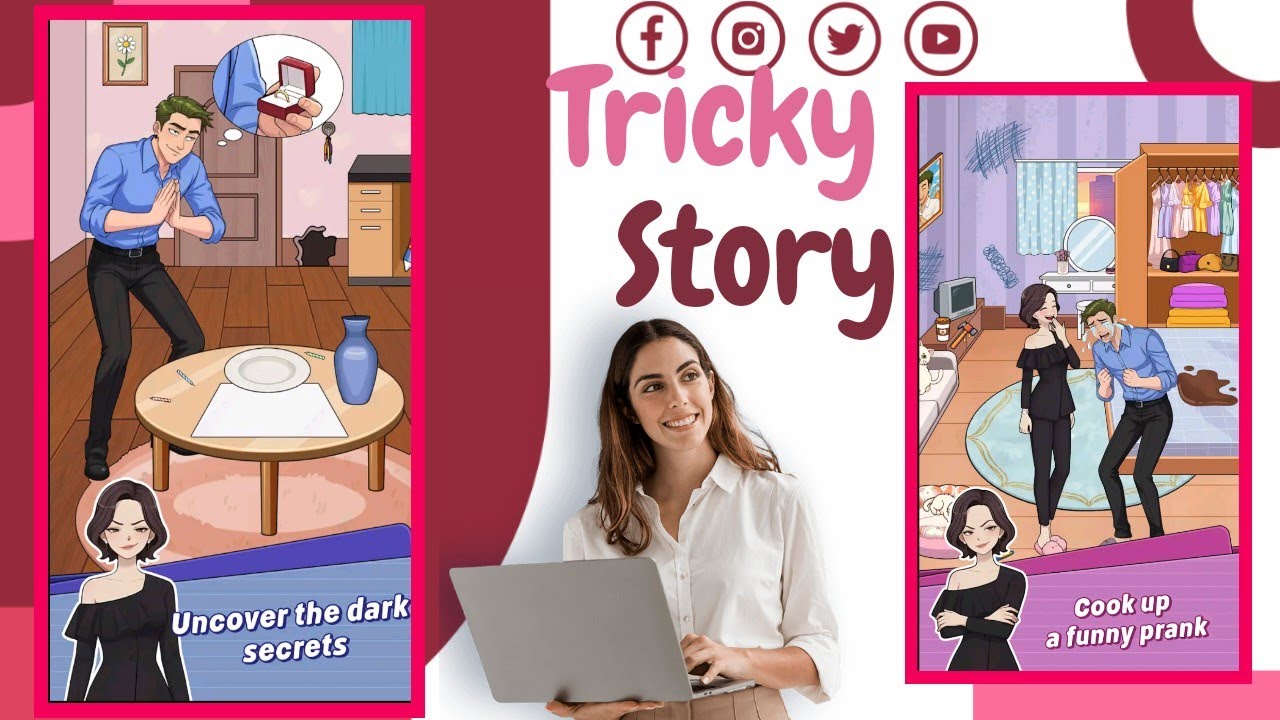 #Tricky Story (and its many clones like Help Me: Tricky Puzzle or Tricky Story Help Puzzle Game) 