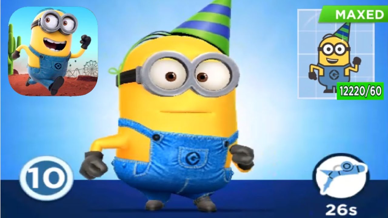 Minion rush Partier minon costume COMMON upgrade 1 to MAXED gameplay walkthrough android ios