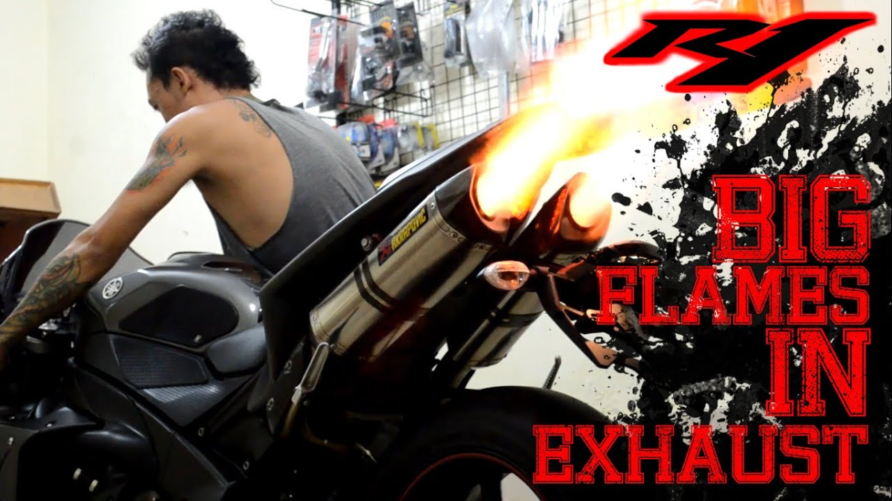 Yamaha R1 2013 Full spec SOUND EXHAUST FLAMES Akrapovic EVO Titanium Full System  (istimewa)