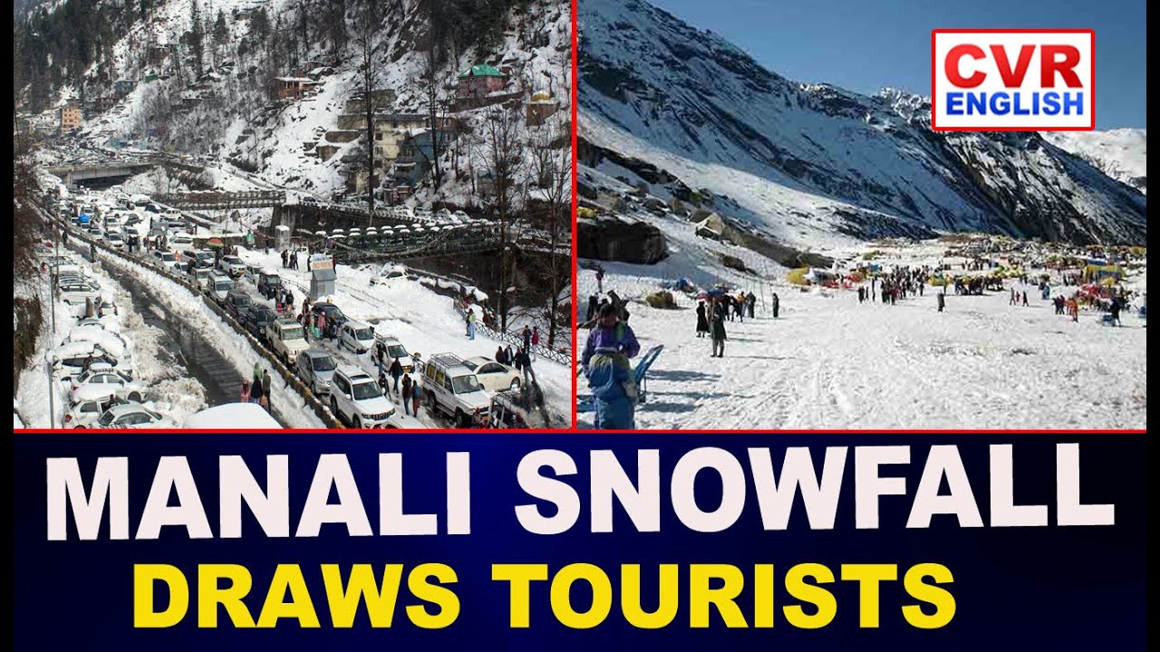 “Manali Blanketed in Fresh Snowfall; Tourists Throng Mall Road to Enjoy Winter Wonderland Spectacle.