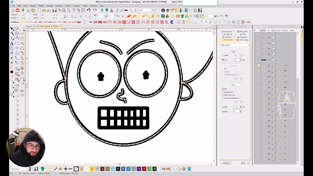 How to use the Run Stitch Wilcom | Digitizing for Beginners