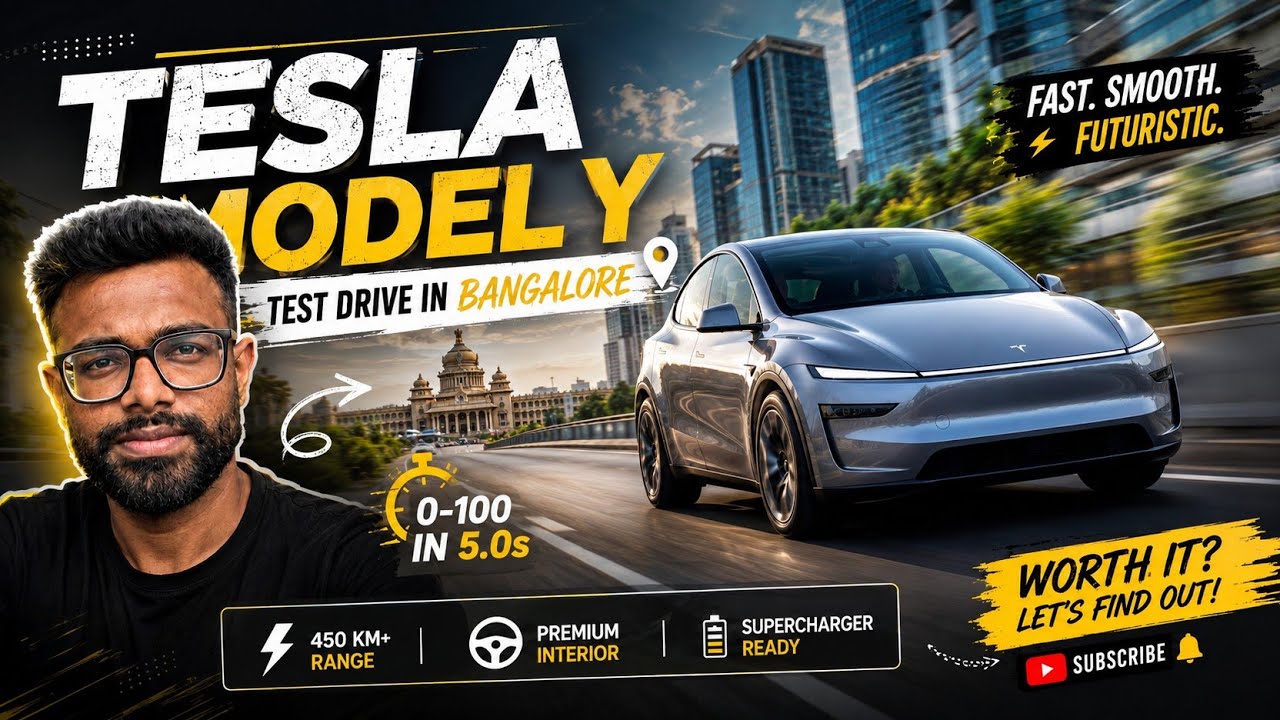 Tesla Model Y in bangalore roads || A Quick Test Drive #tesla #teslaindia #india 