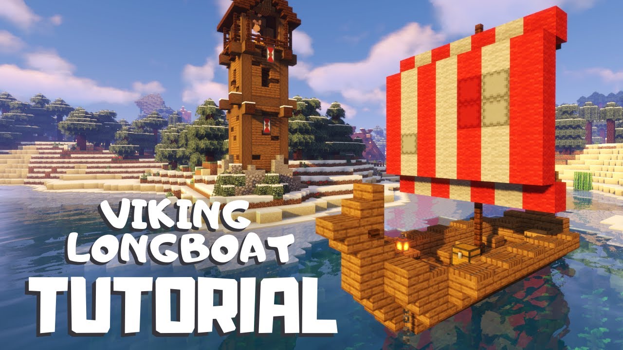 Minecraft: How to Build a Viking Longboat (Snowy Viking Village Tutorial)