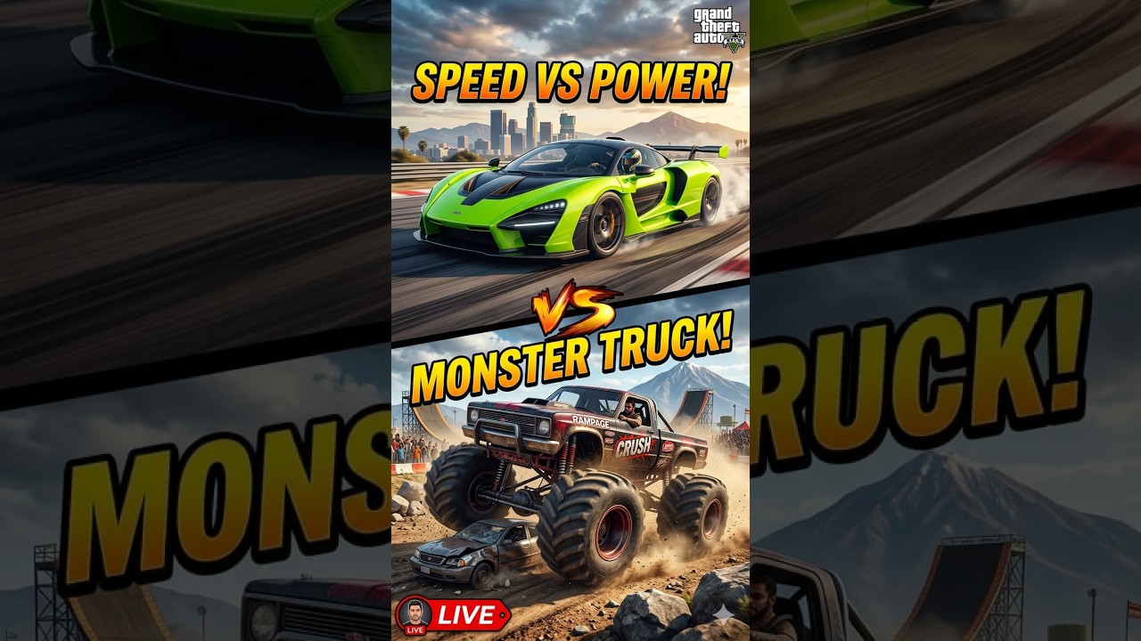 GTA V: SUPERCAR VS MONSTER TRUCK! 🏁 (Live Race & Fights) #Shorts #GTAV