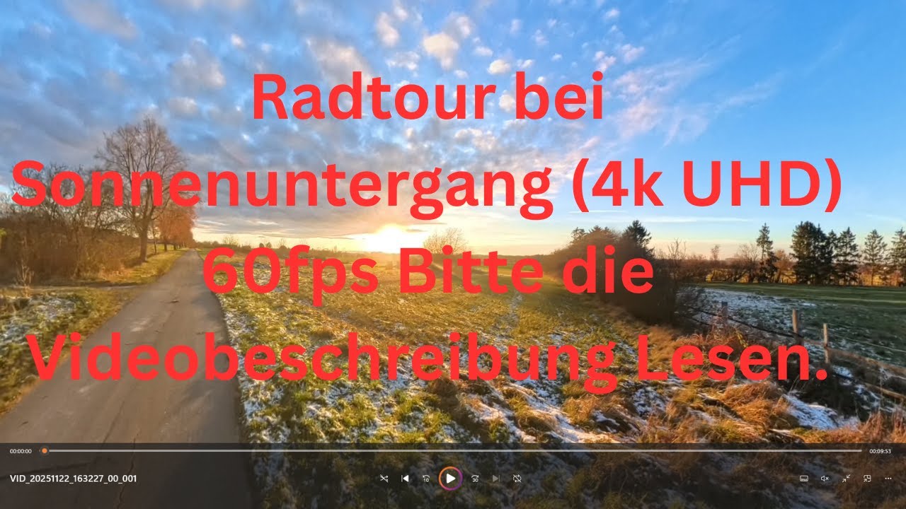 Radtour bei Sonnenuntergang (4k UHD) 60fps Bitte die Videobeschreibung Lesen. #radtour