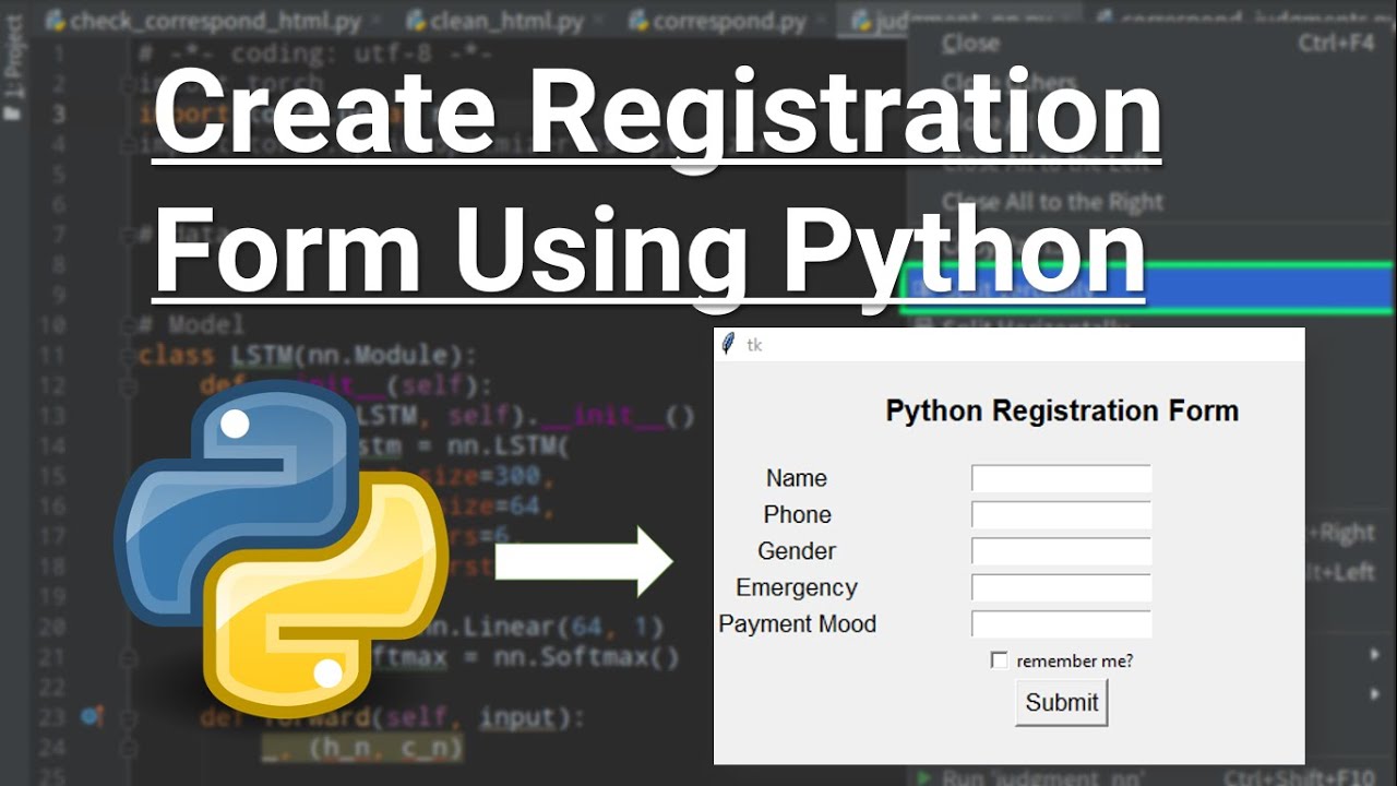 Проект Python — создание формы регистрации/входа с использованием Python