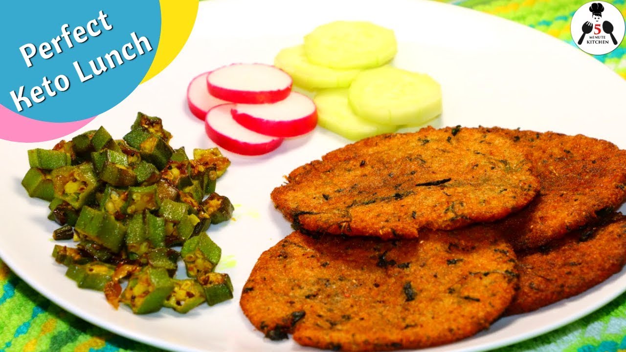 KETO SPINACH PURI (DEEP FRIED BREAD) WITH OKRA | KETO CHRISTMAS RECIPES