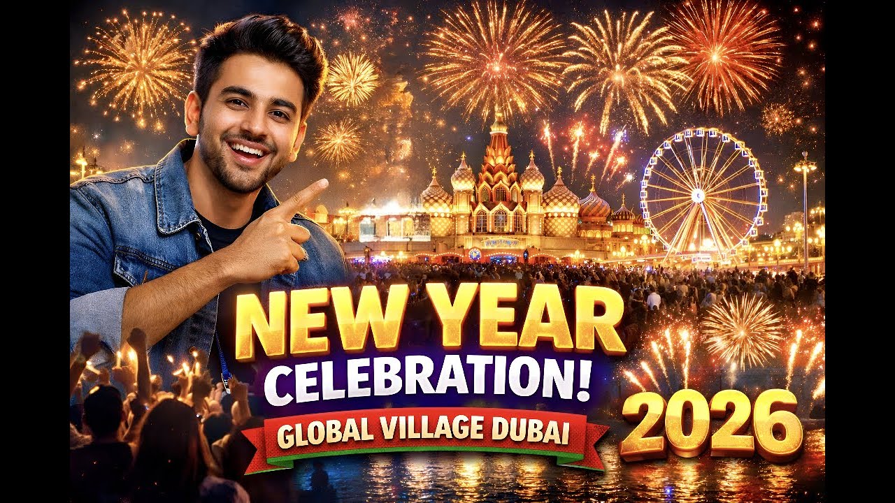 Global Village Dubai New Year Celebration 2026 | Fireworks & Full Drone Shot #globalvillage #newyear