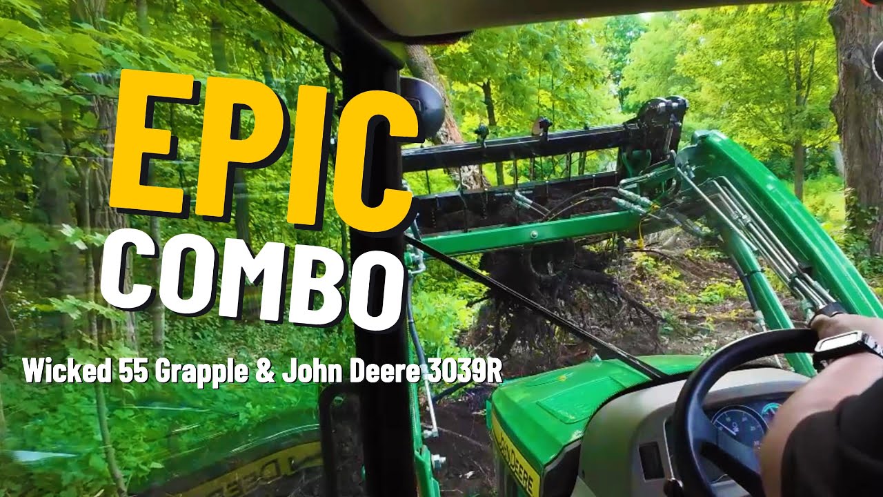 Destroying Trees with Wicked 55 Tractor Grapple - Insane Power!