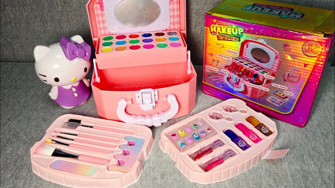 6 Minutes Satisfying with Unboxing HELLO KITTY Fashion Beauty Make Up Set ASMR No Talking