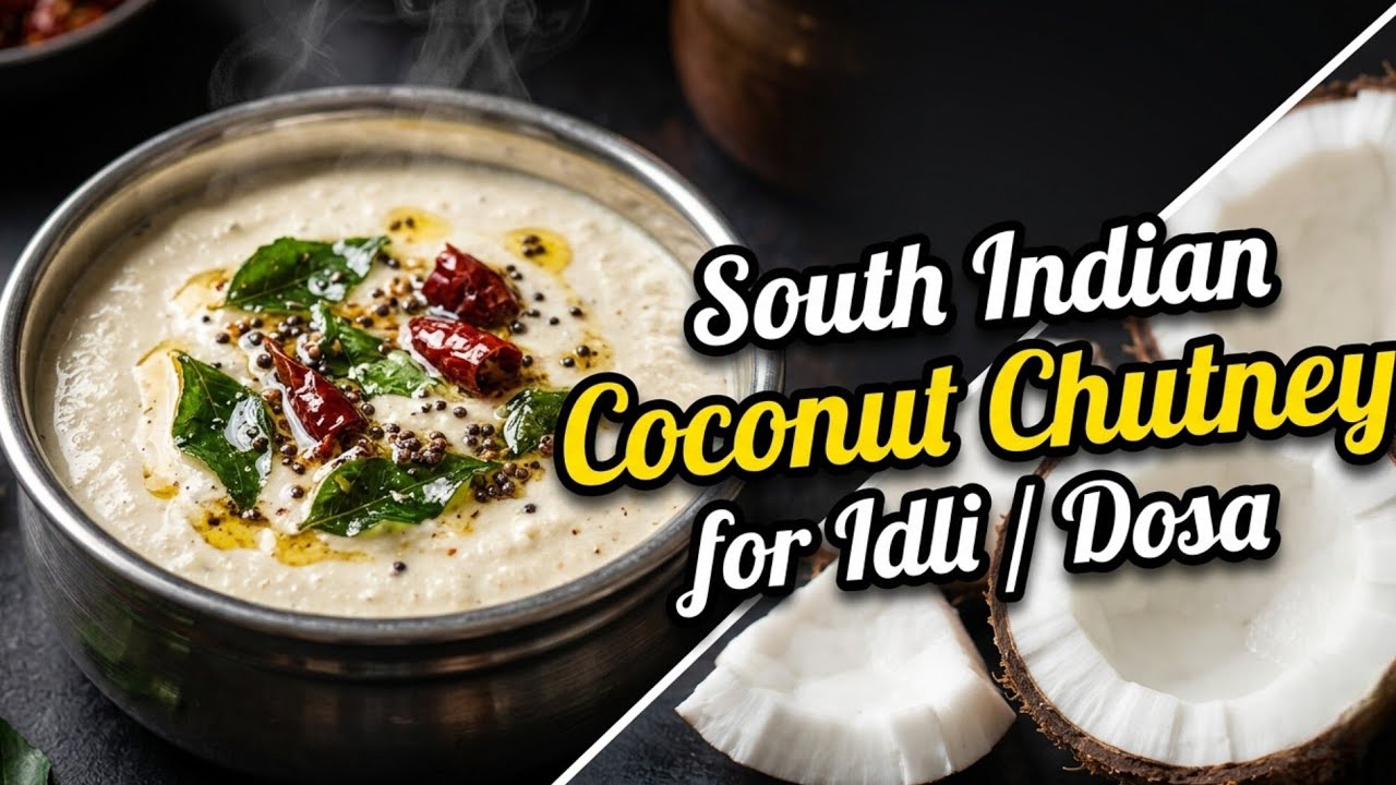 इडली डोसा मेडुवाड़ा के लिए दक्षिण भारतीय नारियल की चटनी South indian coconut chutney recipe 🥥 🌴