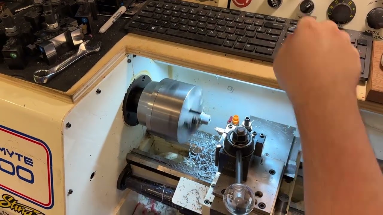 1989 Dyna Myte CNC lathe with Centroid Acorn control