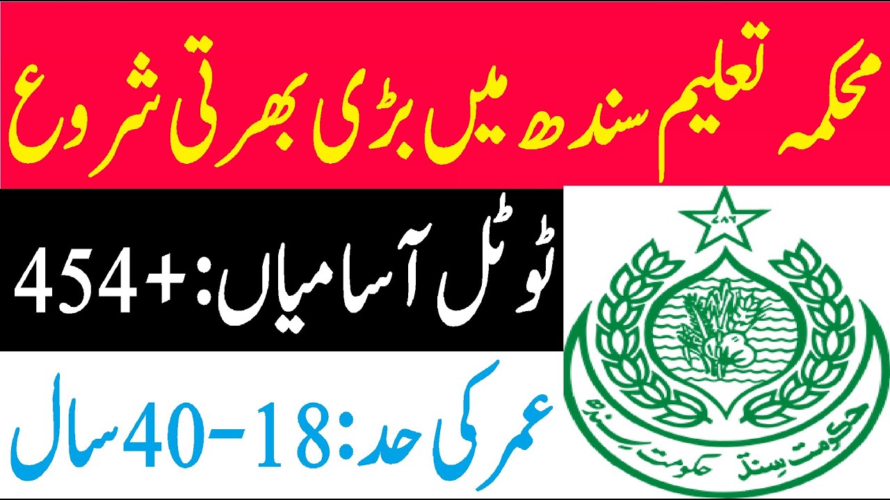 Sindh Government Education Jobs 2021| Latest Govt of Sindh jobs 2021