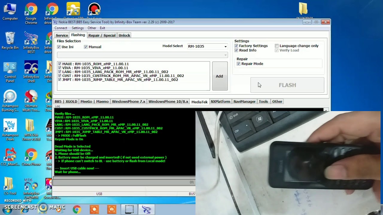 Nokia rm 1035 flashing with flash file