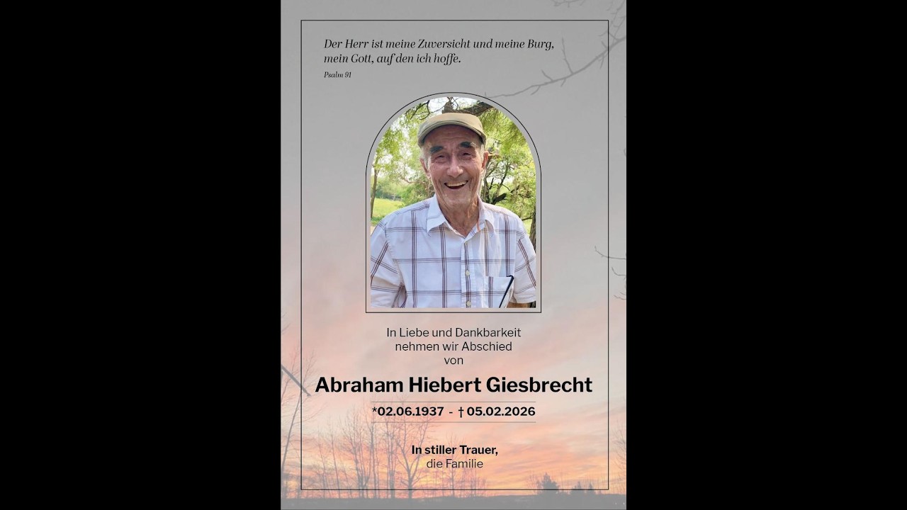 Abschiedsfeier Abraham Hiebert Giesbrecht 07.02.2026