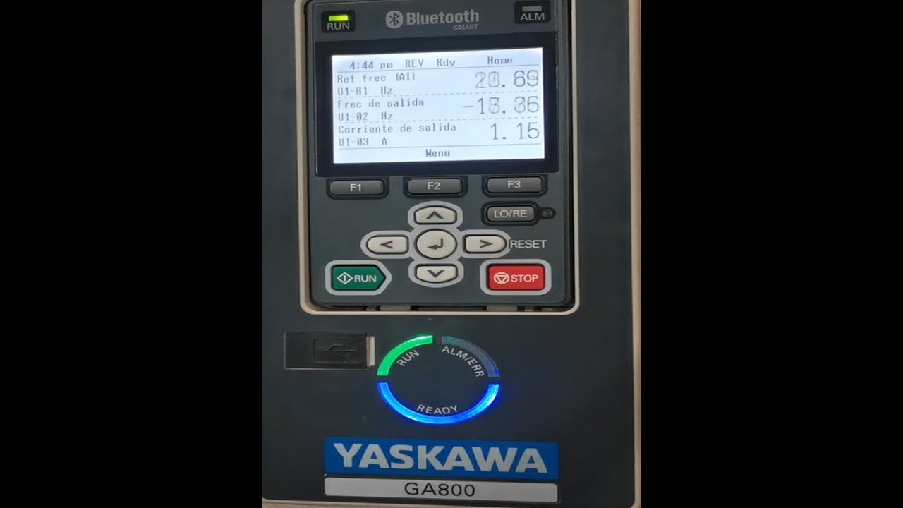 Drive GA 800 yaskawa, arranque desde pantalla, con terminales digitales y con señal analógica