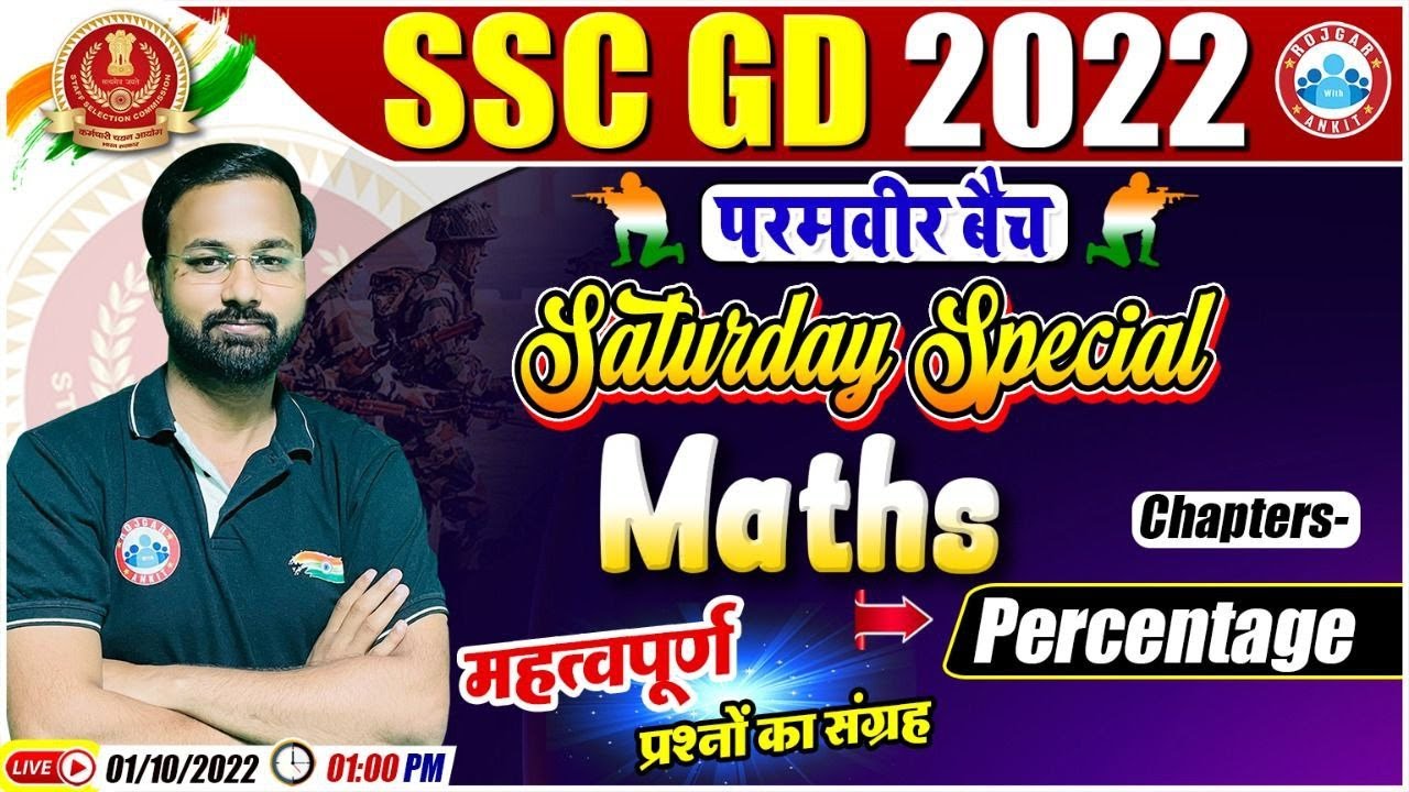 Percentage, Percentage Maths Tricks, Maths Questions Practice, SSC GD Exam 2022, Maths Practice Set