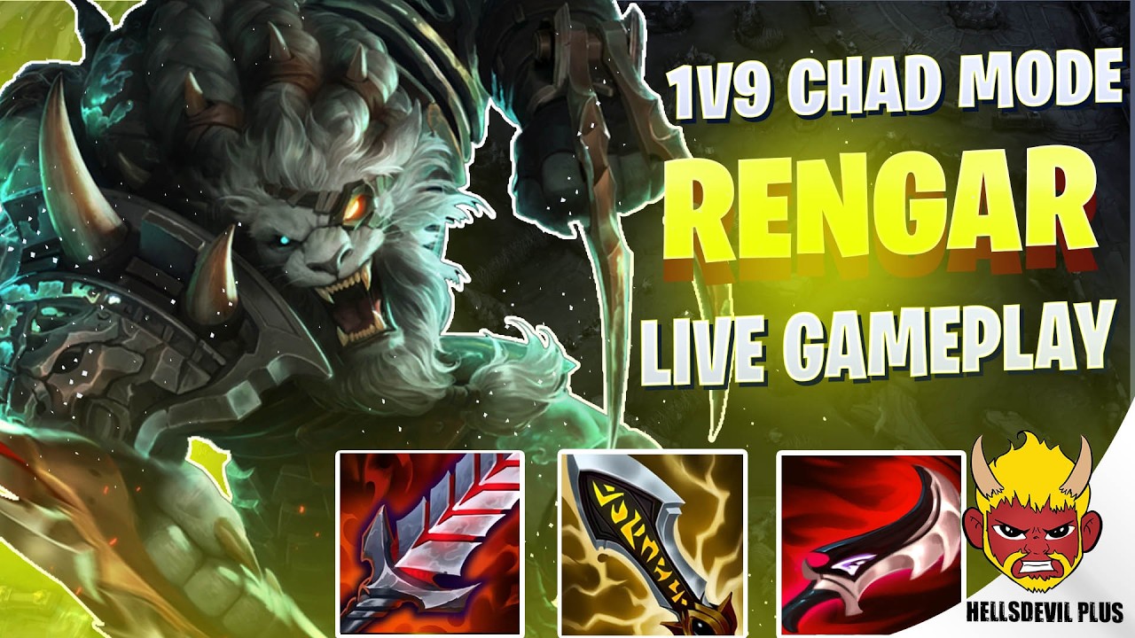 RENGAR В РЕЖИМЕ 1В9 GIGACHAD - Геймплей Wild Rift от HellsDevil Plus