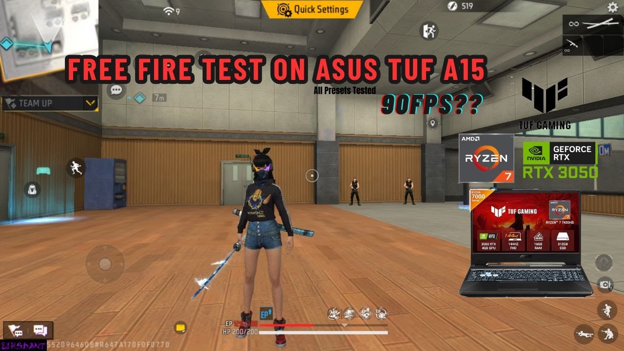 Free Fire Test on ASUS TUF A15 🔥 | RTX 3050 + Ryzen 7 + 16GB RAM FPS Performance