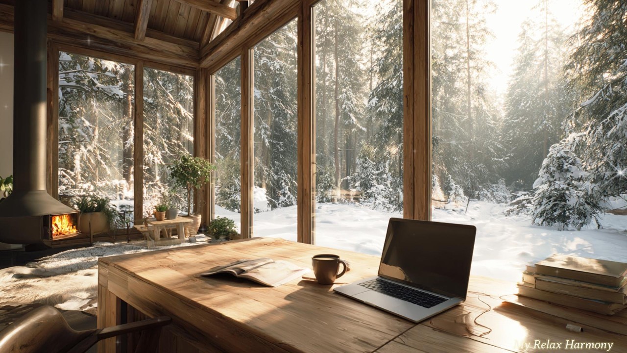 Winter Morning Work Music ❄ Deep Focus Piano in a Forest Cabin