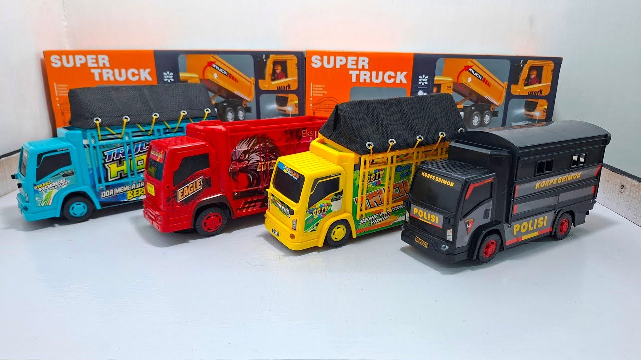 Unboxing Truk Oleng, Kereta Api Uap, Mobil Polisi, Robot Helikopter, Choco Charles Laba Laba 
