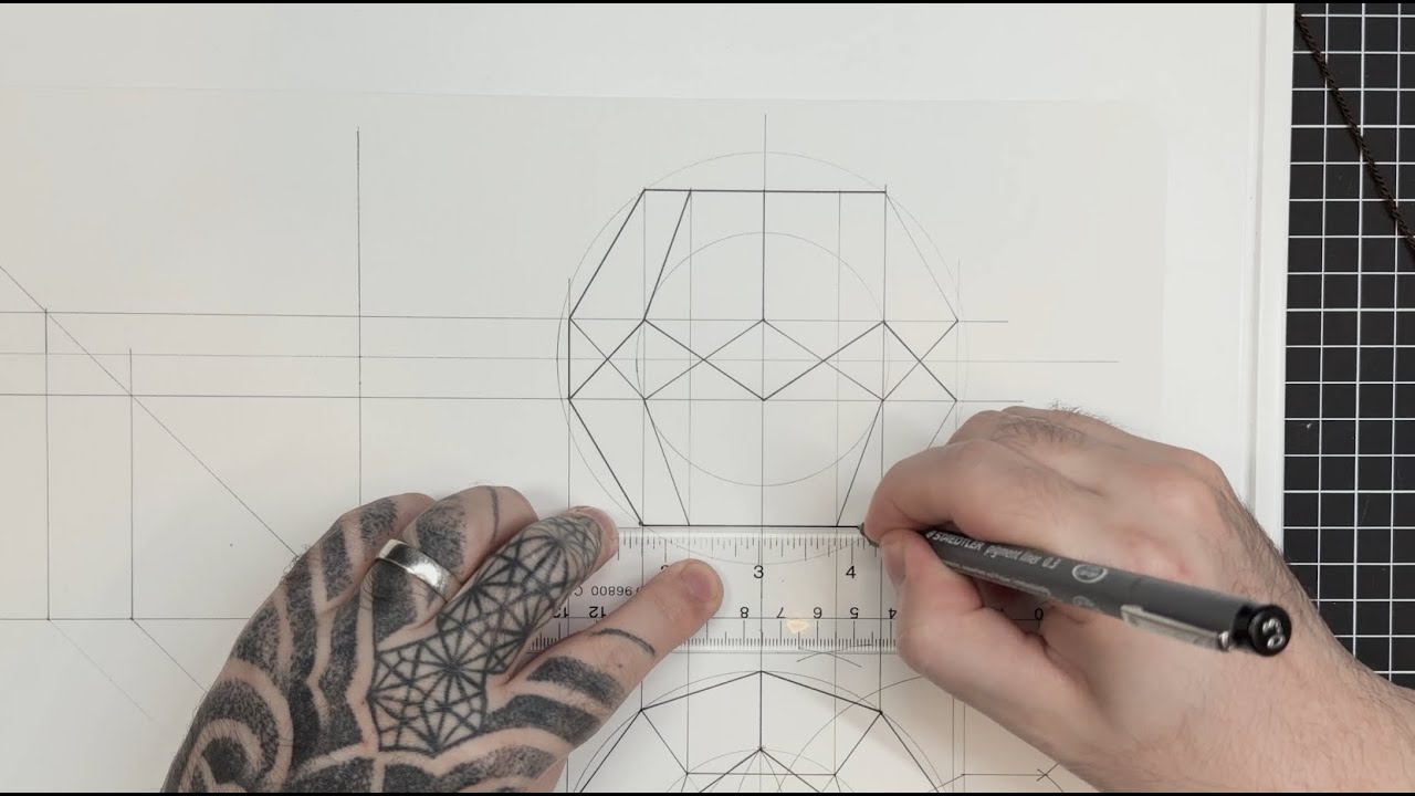Dodecahedron one point perspective | Part 2 | Bottom view