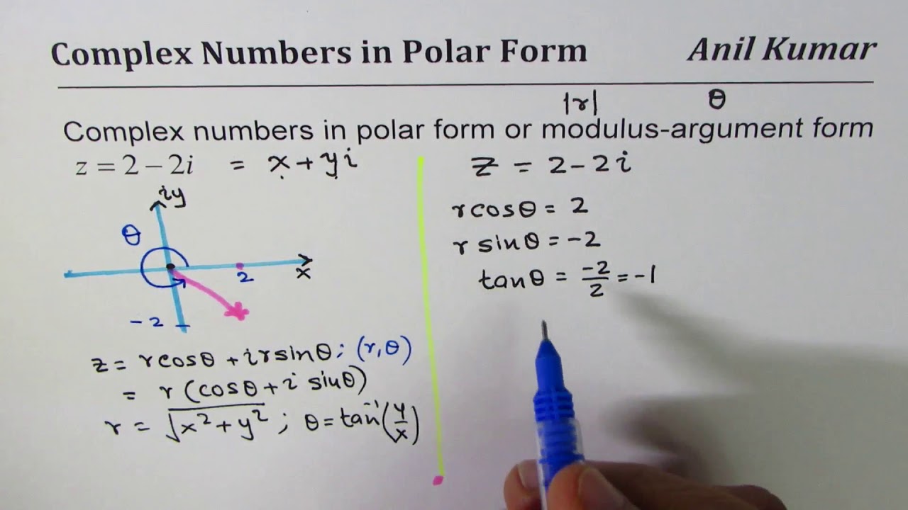 Complex Number 2 - 2i convert to Trigonometric Polar modulus argument Form