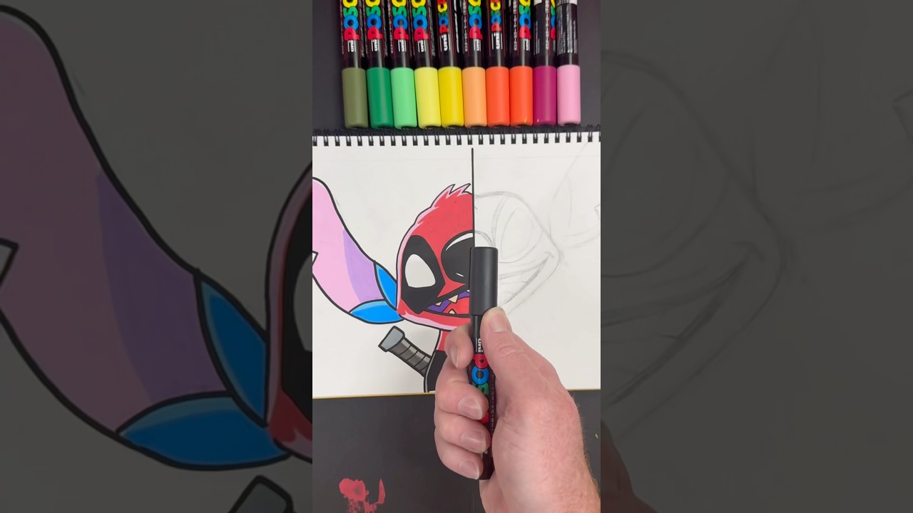 I Ruined my drawing of Stitch 🤯😭&hellip;(#shorts) #posca #art