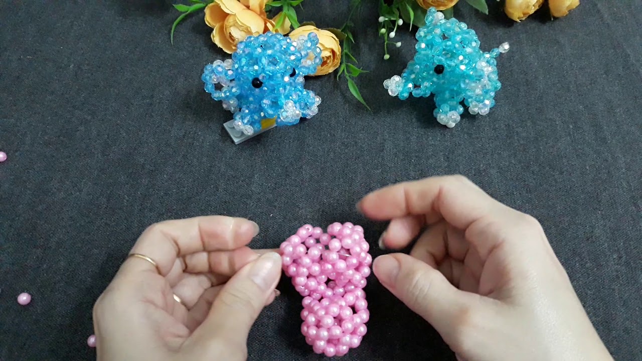 Beaded baby Elephant 2/3#DIY# Kết cườm chú Voi con làm móc treo chìa khoá#Bébé éléphant perlé#Nwa en