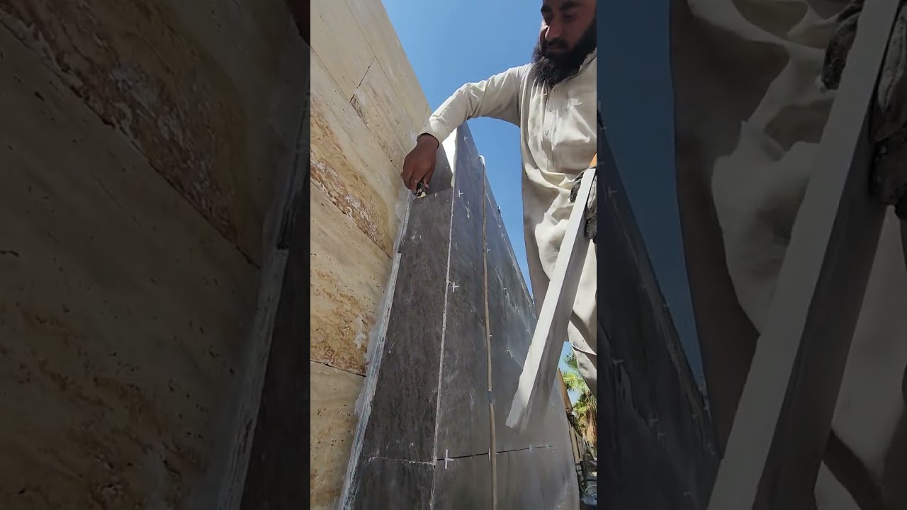طريقة تركيب البورسلان والرخام على شبكات الحديد المجلفن تصميم تنفيذ أحدث الواجهات العصريه 0536671074