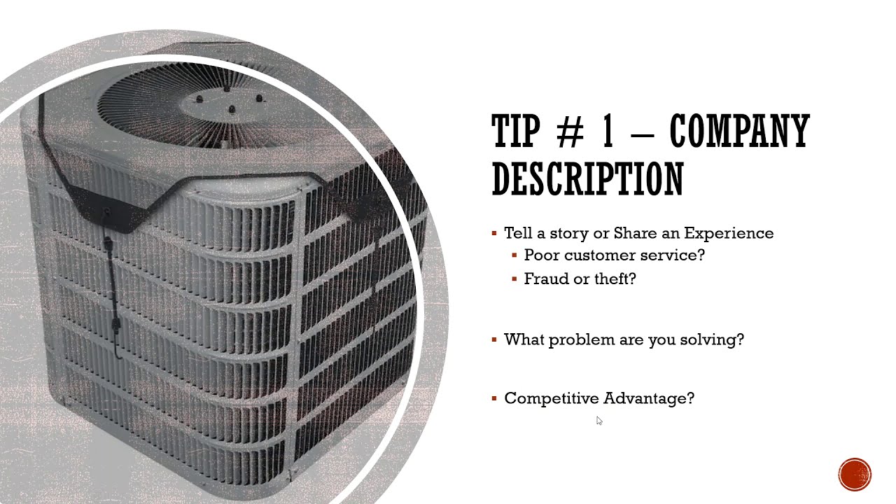 How to write an HVAC Contractor Business Plan by Dr. Paul Borosky, MBA.