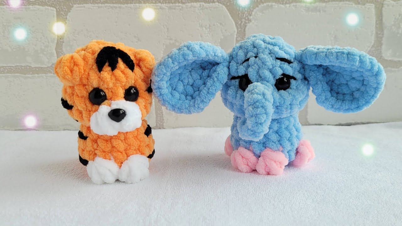 Мини слоник вязаный крючком из плюшевой пряжи/crochet elephant/gehäkelter Elefant
