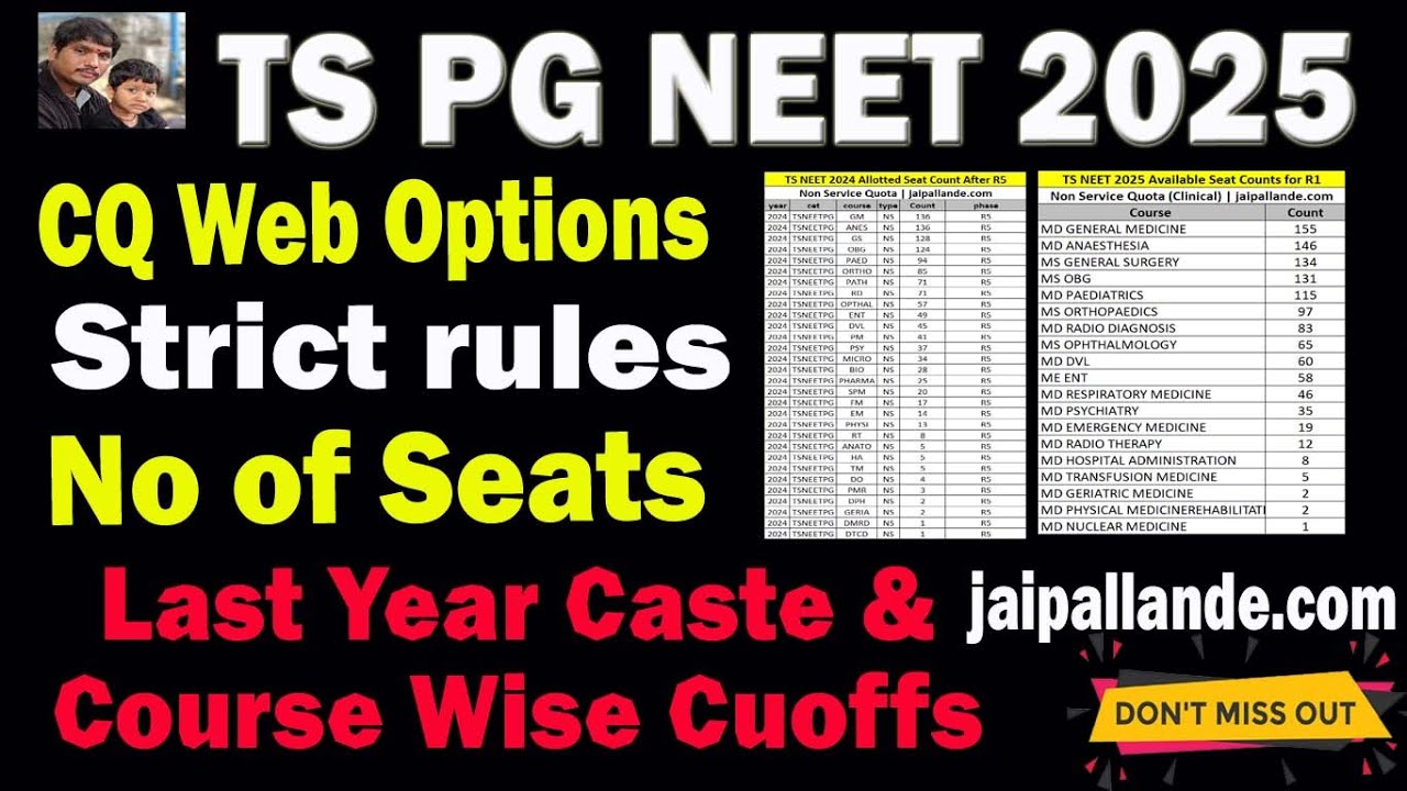 TS PG NEET 2025: CQ Web Options, Seat Matrix & Last Year Cutoffs Explained!