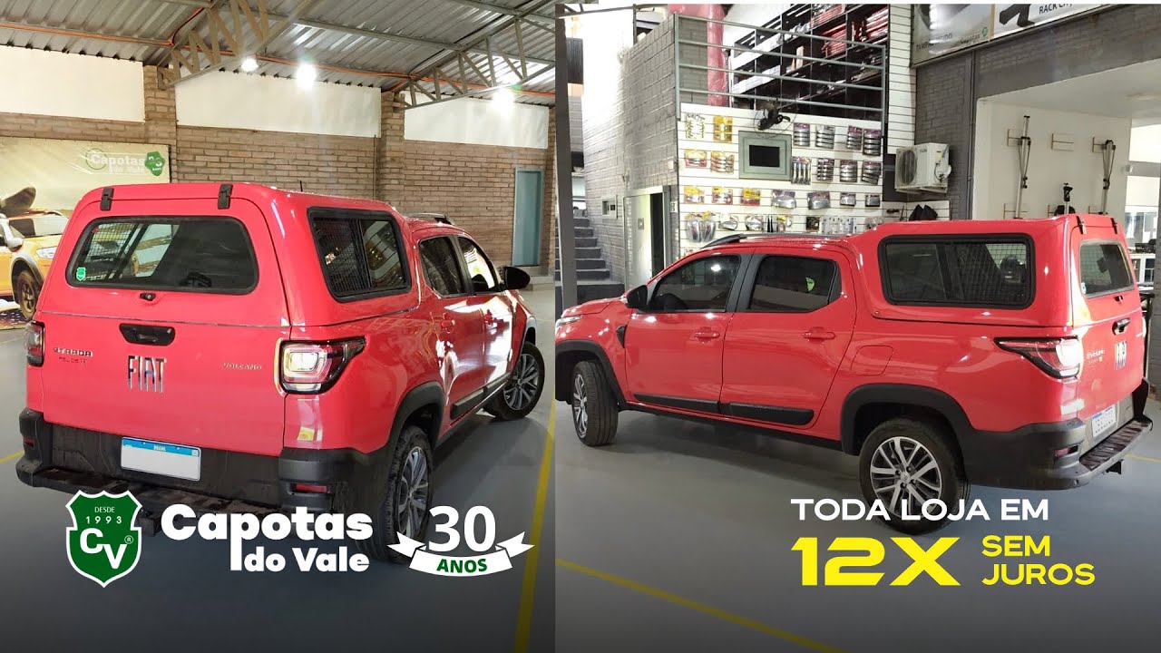 Capota de Fibra Convencional com Janelas de Correr para Fiat Strada Volcano CD - Capotas do Vale