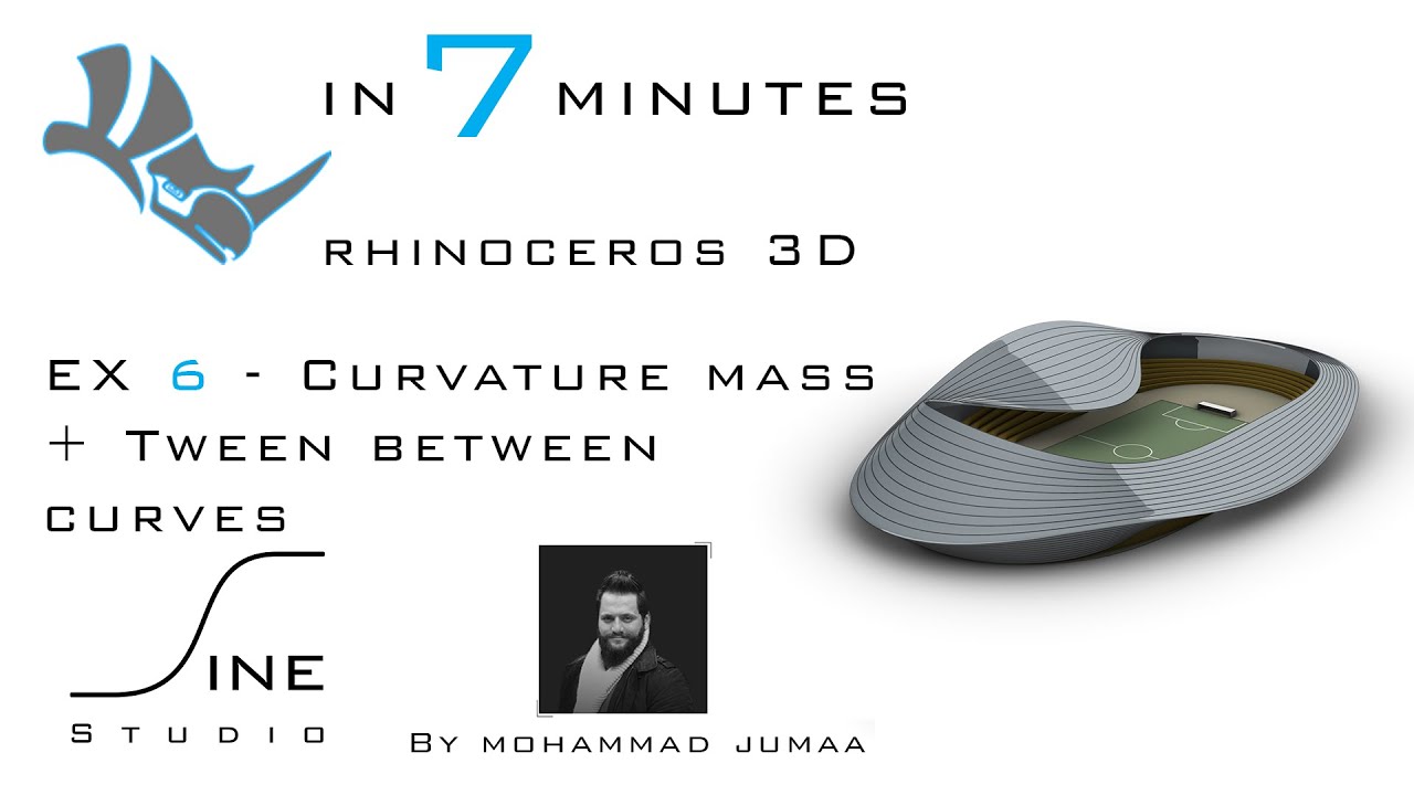 Rhino tutorial in 7 minutes -  EX 6  -  Curvature mass + Tween between curves