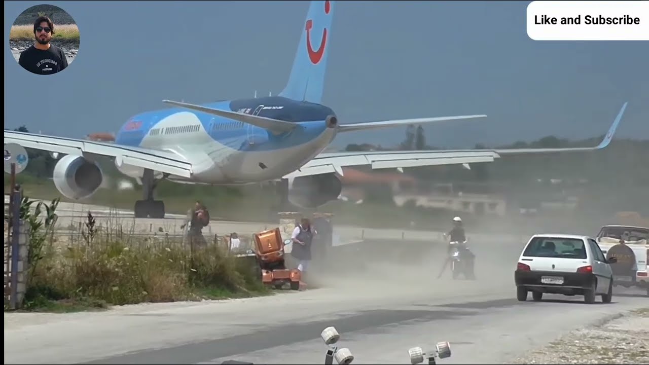 Jet blast and low landing thrust throwing people.