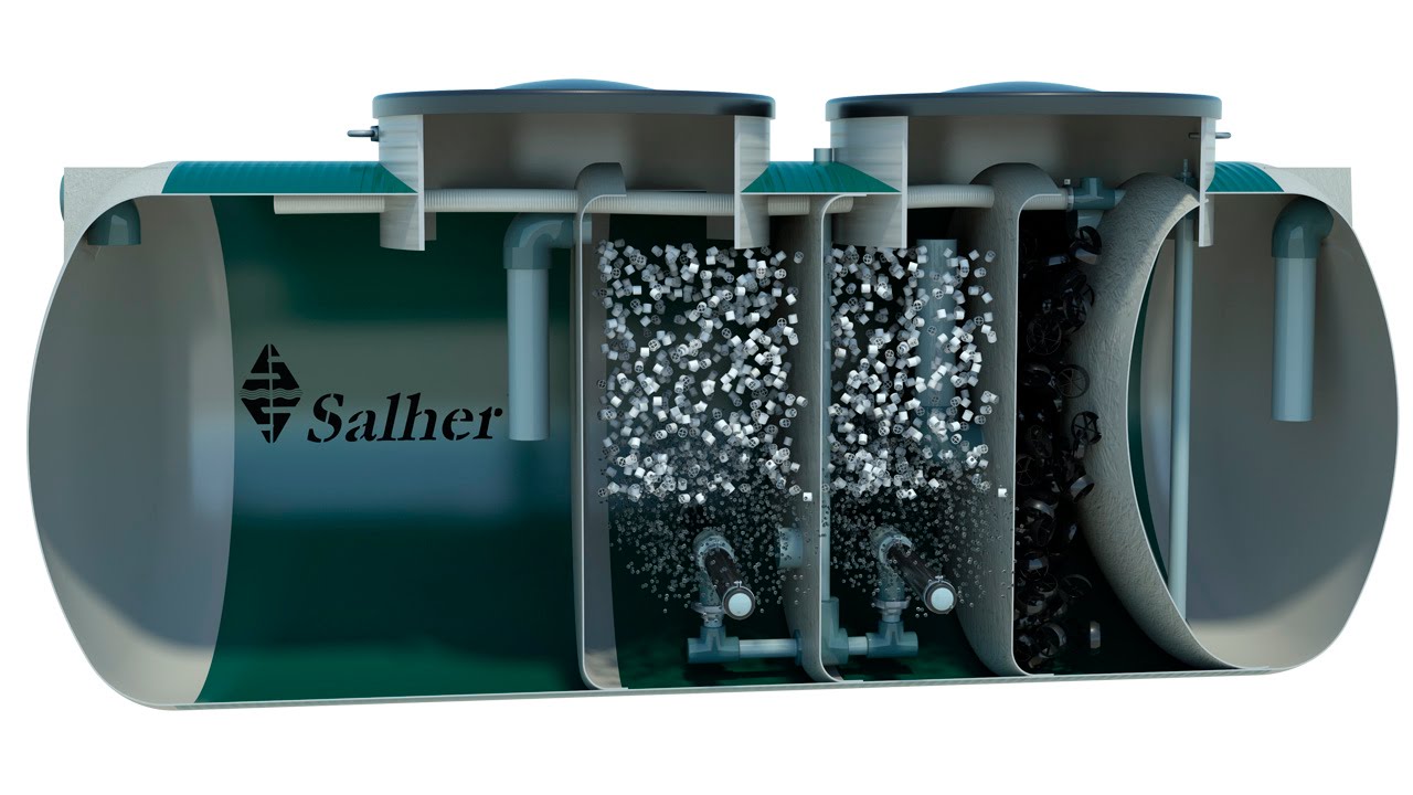 SALHER - WWTP with moving bed biological reactor CHC-FS-BIO-C (HD 720p)