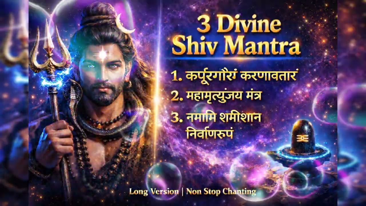 3 Divine Shiv Mantra Non Stop | Karpur Gauram | Mahamrityunjay | Namami Shamishan 