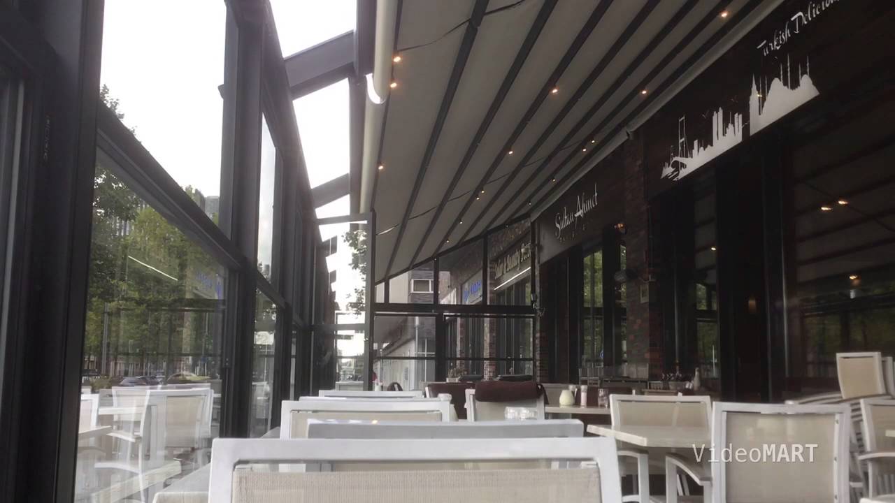 Horeca Terrasoverkapping Serre - 20 x 4 meter incl. schuifbare windschermen glas & terrasvlonder.