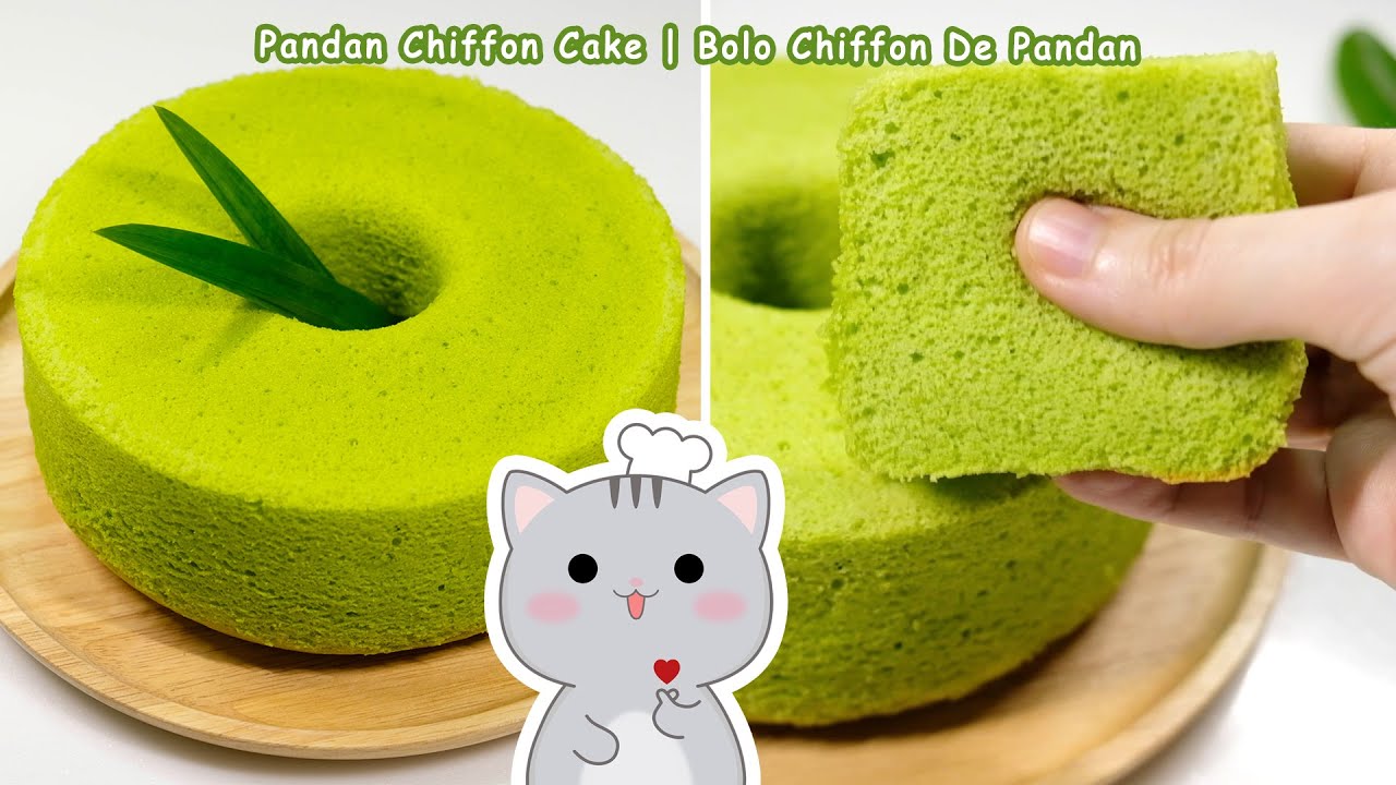 Light & Fluffy Pandan Chiffon Cake | 20 Cm Size | Recipe 🌿 Bolo Muito Fofinho De Pandan | Receita