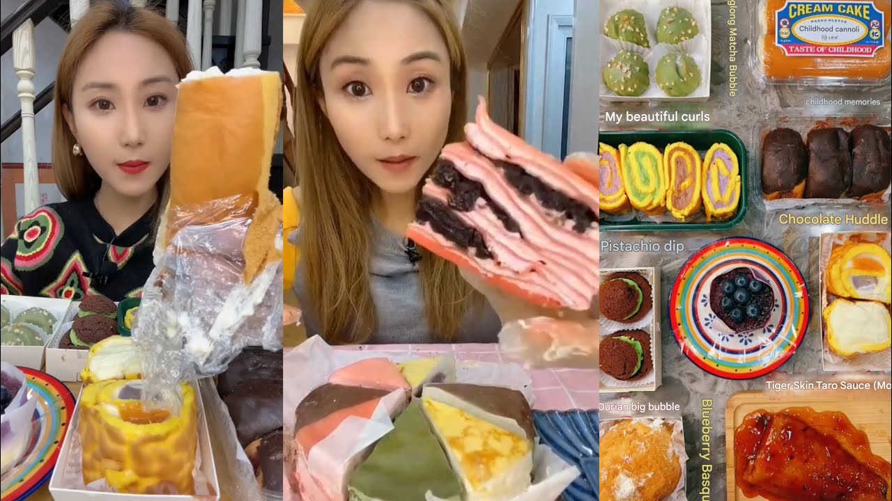 ASMR Delicious Dessert Mukbang | Crepe Cake,Chocolate Puff  | Satisfying Eating Sounds #asmr