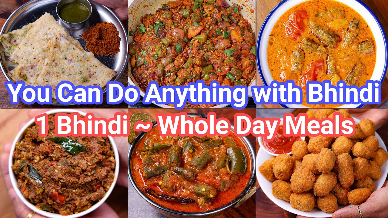 1 Bhindi 6 Different Recipes for Whole Day - Dosa, Chutney, Sambar, Popcorn, Stir Fry & Sabji Curry
